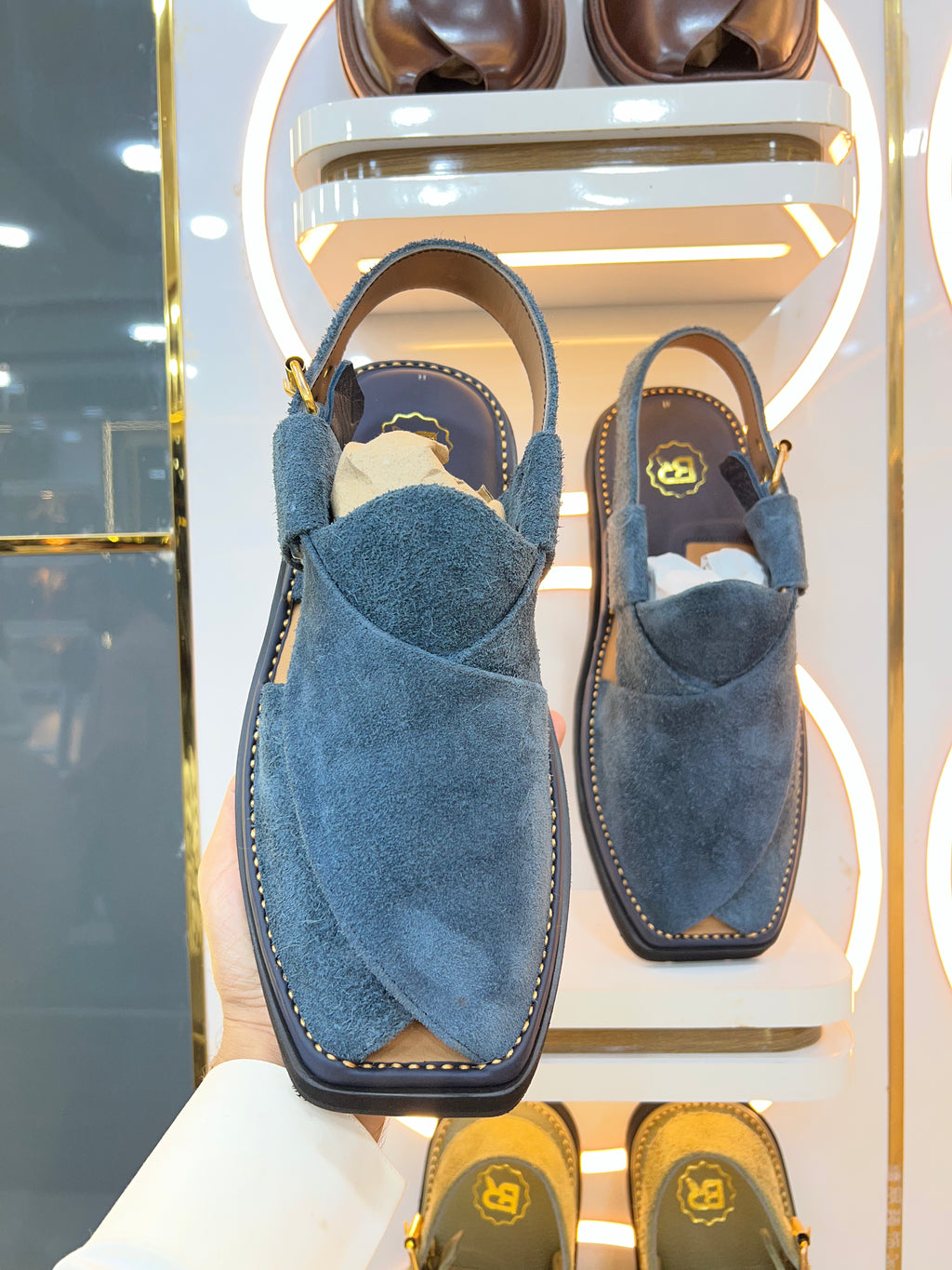 Peshawari chappal Suede Navy Blue  - CP-103
