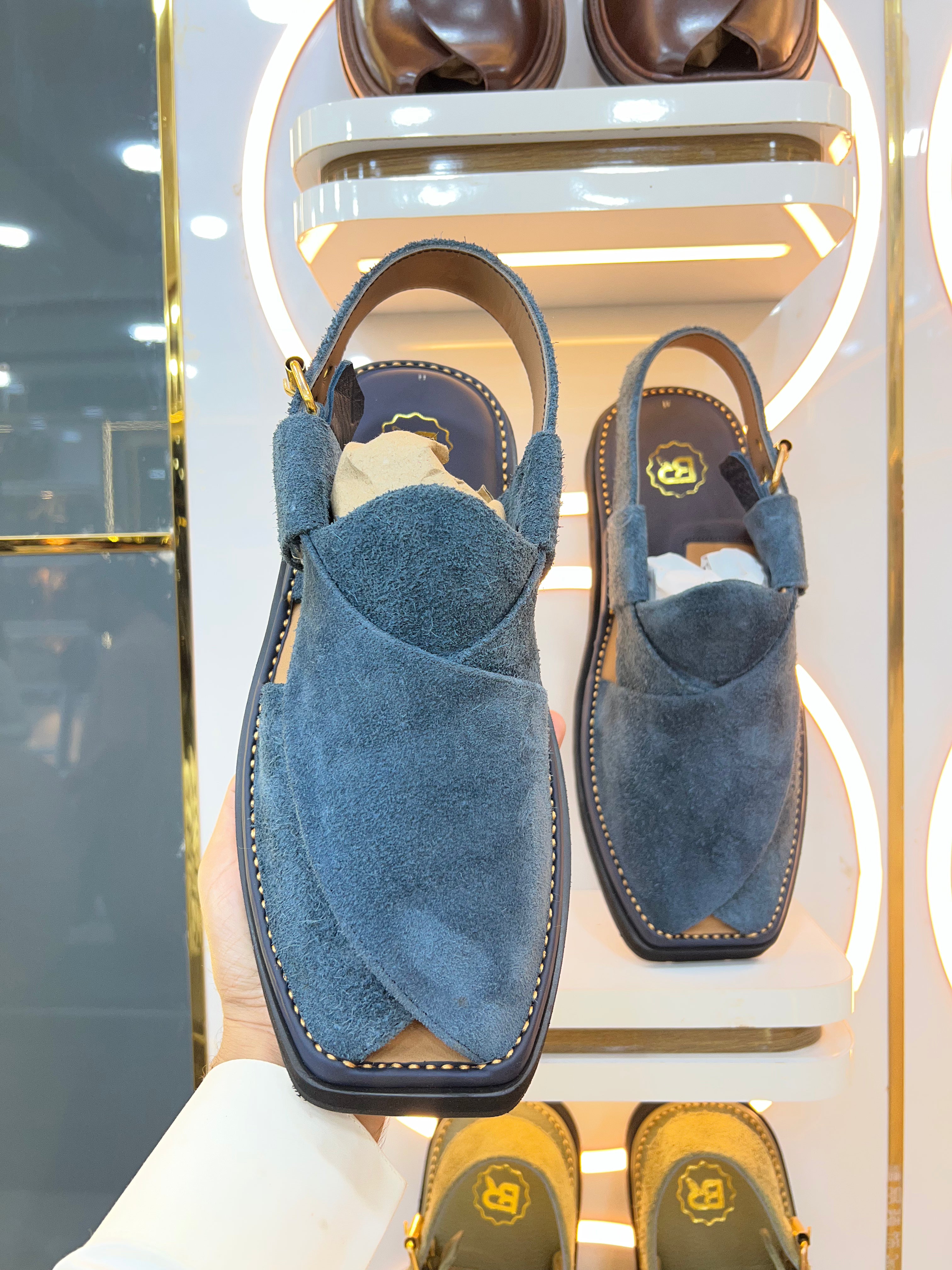 Peshawari chappal Suede Navy Blue  - CP-103