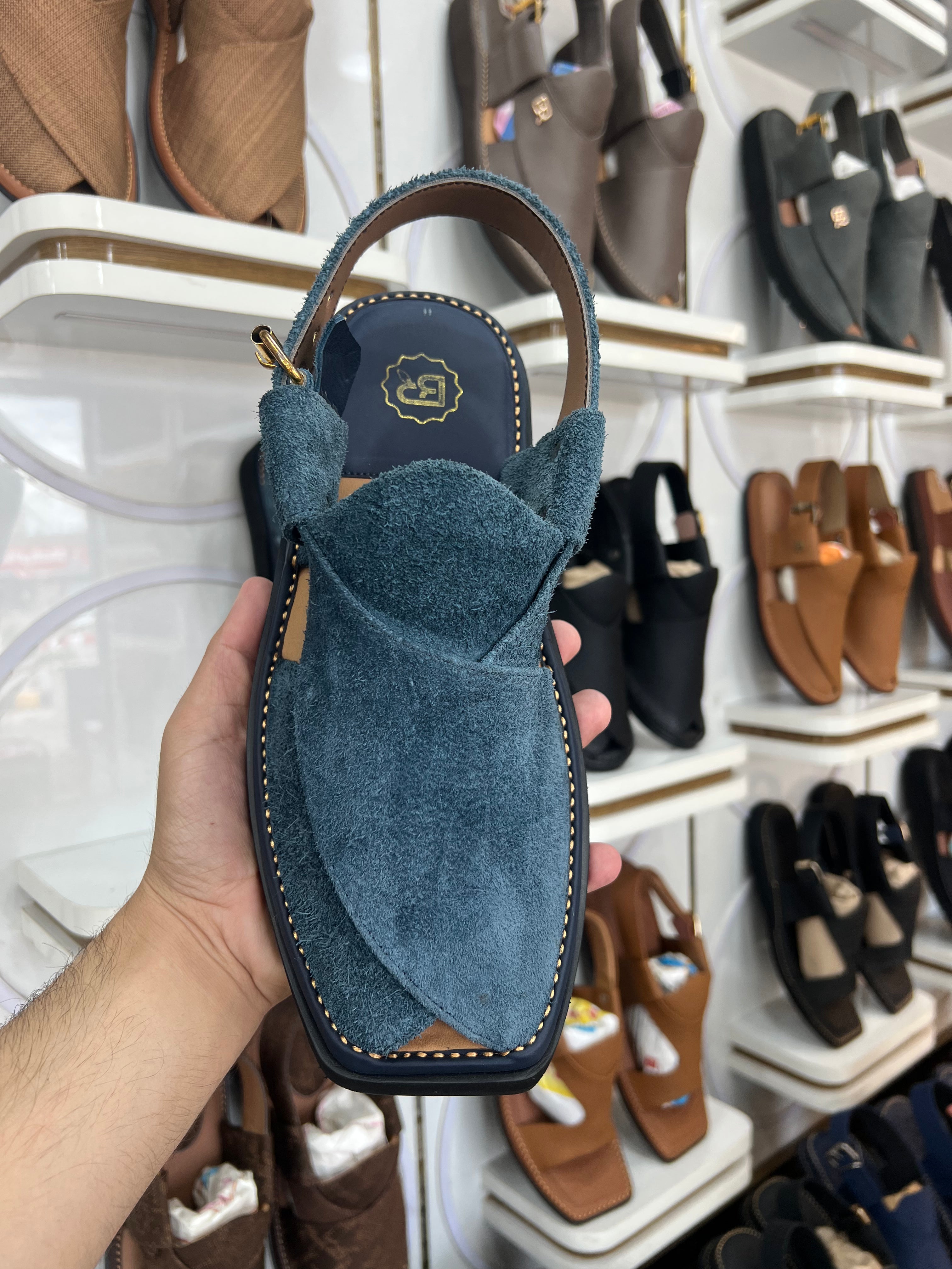 Peshawari chappal Suede Navy Blue  - CP-103