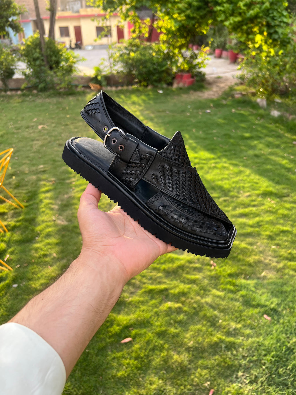 Air Wowen (Black )Sketcher Sole Peshawari Chappal